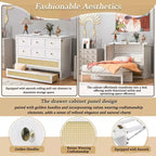 Full Murphy Bed Cabinet Bed, Full Size Murphy Bed with Storage Drawers, Wood Full Wall Bed Rattan Chest Murphy Bed Frame