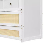Full Murphy Bed Cabinet Bed, Full Size Murphy Bed with Storage Drawers, Wood Full Wall Bed Rattan Chest Murphy Bed Frame