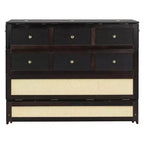 Full Murphy Bed Cabinet Bed, Full Size Murphy Bed with Storage Drawers, Wood Full Wall Bed Rattan Chest Murphy Bed Frame