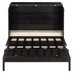 Full Murphy Bed Cabinet Bed, Full Size Murphy Bed with Storage Drawers, Wood Full Wall Bed Rattan Chest Murphy Bed Frame