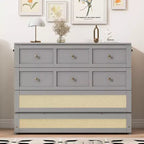 Full Murphy Bed Cabinet Bed, Full Size Murphy Bed with Storage Drawers, Wood Full Wall Bed Rattan Chest Murphy Bed Frame