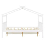 Twin/Full Size Wooden House Bed with 2 Storage Drawers, Wood Montessori Daybed Frame with Roof