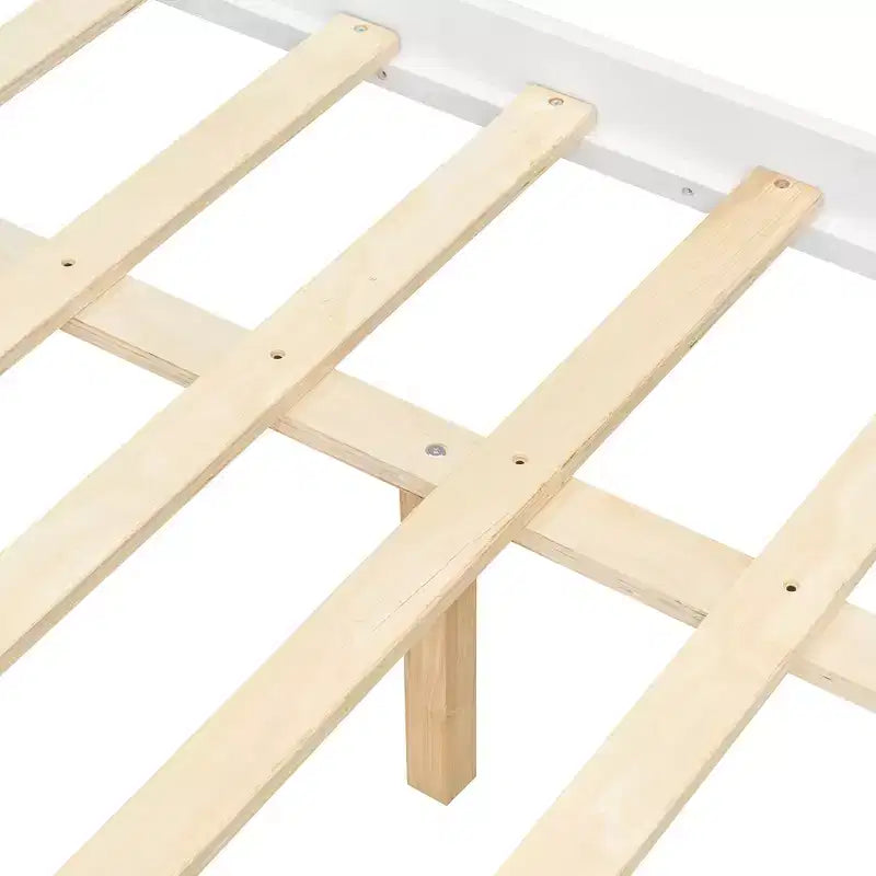 Twin/Full Size Wooden House Bed with 2 Storage Drawers, Wood Montessori Daybed Frame with Roof