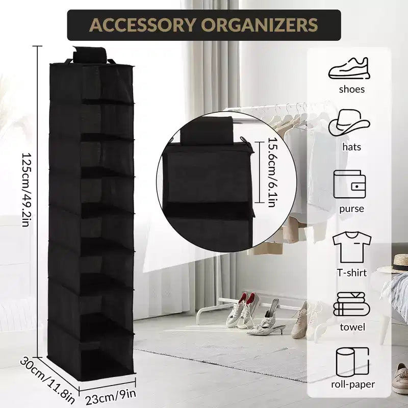 COZONY 3 Pack Hanging Shoe Organizer for Closet, 8-Shelf Storage Holder w/ 2 Hooks, No Tools Needed Installation, Space-Saving Shelf for Shoes&Purses