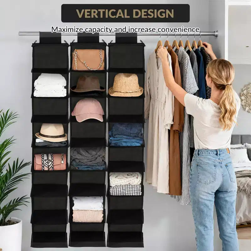 COZONY 3 Pack Hanging Shoe Organizer for Closet, 8-Shelf Storage Holder w/ 2 Hooks, No Tools Needed Installation, Space-Saving Shelf for Shoes&Purses