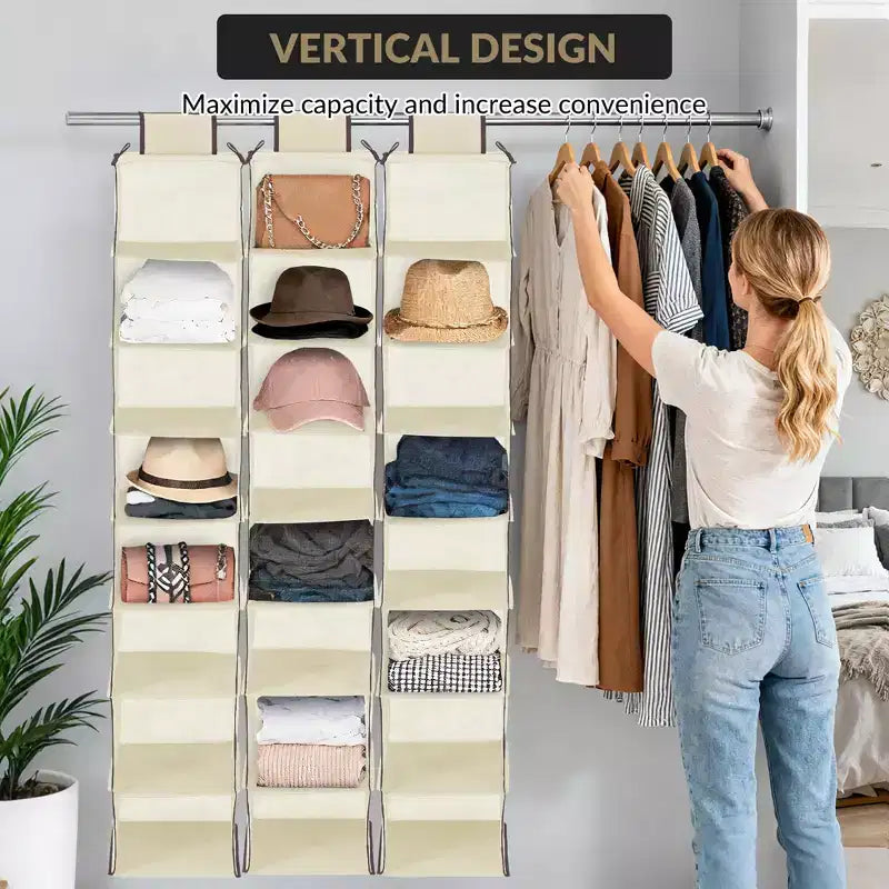 COZONY 3 Pack Hanging Shoe Organizer for Closet, 8-Shelf Storage Holder w/ 2 Hooks, No Tools Needed Installation, Space-Saving Shelf for Shoes&Purses