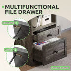 Balconera L Shaped Desk with Drawers 60inch Corner Computer Desk with Power Outlets & Lift Top with Storage Cabinet & LED Lights Grey