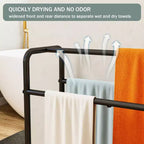 VIYET 30 3-Tier Metal Towel Rack, Freestanding Black Storage Holder (Bathroom/Bedroom/Pool Display Organizer)