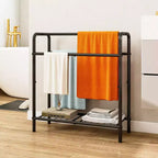 VIYET 30 3-Tier Metal Towel Rack, Freestanding Black Storage Holder (Bathroom/Bedroom/Pool Display Organizer)
