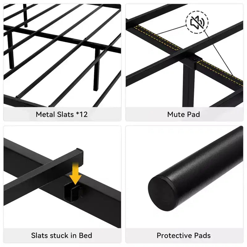 Black Twin XL Bed Frame with Headboard and Footboard for Girls and Boys, Metal Platform Bed Frame with Iron-Art Sweet Heart, No Box Spring Needed