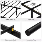Black Twin XL Bed Frame with Headboard and Footboard for Girls and Boys, Metal Platform Bed Frame with Iron-Art Sweet Heart, No Box Spring Needed