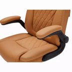 Leather Executive Office Chair, 350 lbs Heavy Duty Ergonomic Desk Chair with Lumbar Support, Padded Flip-Up Arms, Tilt Lock, 360 Swivel