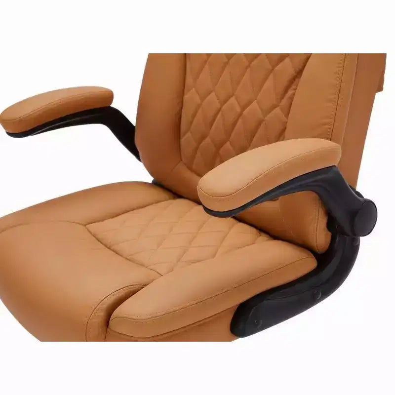 Leather Executive Office Chair, 350 lbs Heavy Duty Ergonomic Desk Chair with Lumbar Support, Padded Flip-Up Arms, Tilt Lock, 360 Swivel