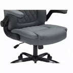 Leather Executive Office Chair, 350 lbs Heavy Duty Ergonomic Desk Chair with Lumbar Support, Padded Flip-Up Arms, Tilt Lock, 360 Swivel