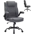 Leather Executive Office Chair, 350 lbs Heavy Duty Ergonomic Desk Chair with Lumbar Support, Padded Flip-Up Arms, Tilt Lock, 360 Swivel