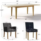9-Piece Dining Table Set with Leaf, Includes 6 Armless Chairs and 2 Armchairs in Neutral Linen, Solid Wood Legs, Modern Style-Panipeachy