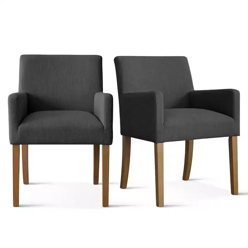 9-Piece Dining Table Set with Leaf, Includes 6 Armless Chairs and 2 Armchairs in Neutral Linen, Solid Wood Legs, Modern Style-Panipeachy