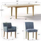 9-Piece Dining Table Set with Leaf, Includes 6 Armless Chairs and 2 Armchairs in Neutral Linen, Solid Wood Legs, Modern Style-Panipeachy