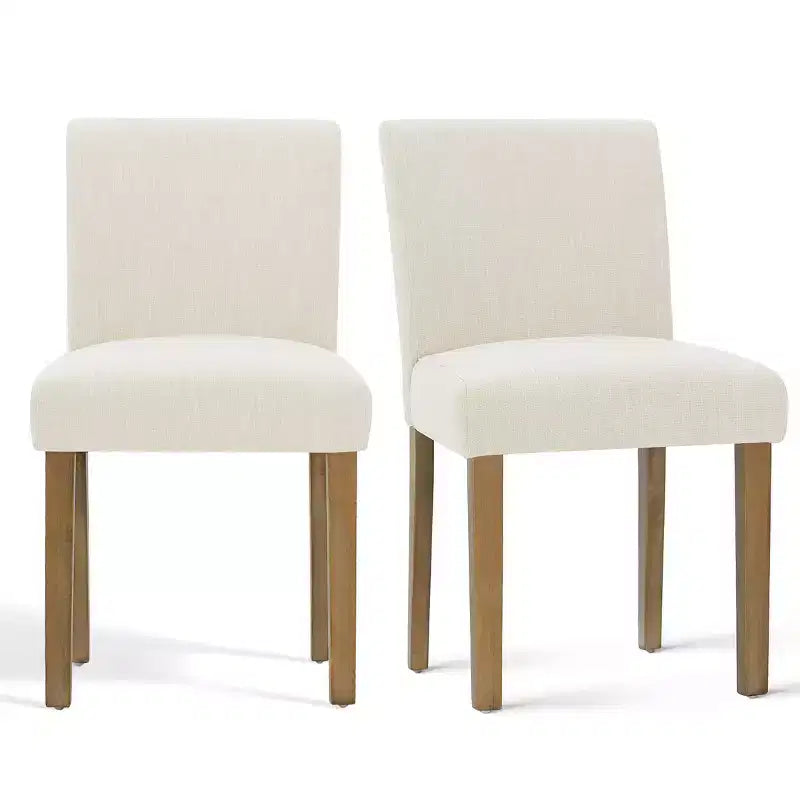 9-Piece Dining Table Set with Leaf, Includes 6 Armless Chairs and 2 Armchairs in Neutral Linen, Solid Wood Legs, Modern Style-Panipeachy