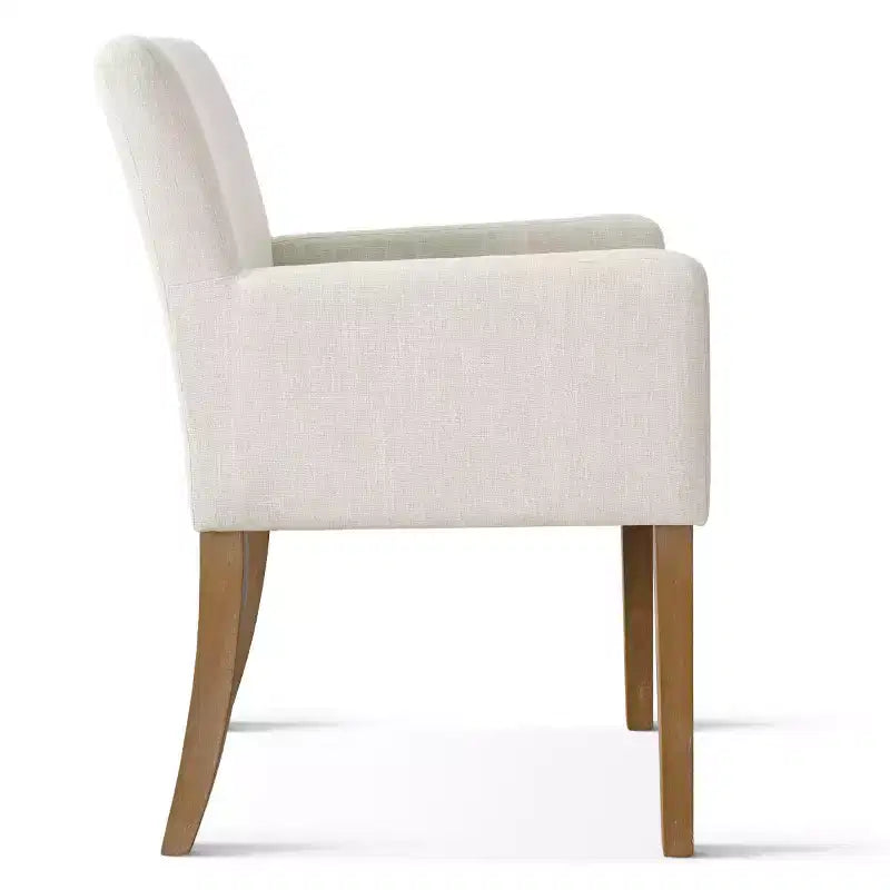 9-Piece Dining Table Set with Leaf, Includes 6 Armless Chairs and 2 Armchairs in Neutral Linen, Solid Wood Legs, Modern Style-Panipeachy