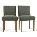 9-Piece Dining Table Set with Leaf, Includes 6 Armless Chairs and 2 Armchairs in Neutral Linen, Solid Wood Legs, Modern Style-Panipeachy