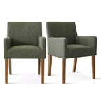 9-Piece Dining Table Set with Leaf, Includes 6 Armless Chairs and 2 Armchairs in Neutral Linen, Solid Wood Legs, Modern Style-Panipeachy
