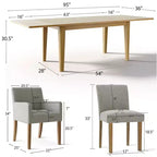 9-Piece Dining Table Set with Leaf, Includes 6 Armless Chairs and 2 Armchairs in Neutral Linen, Solid Wood Legs, Modern Style-Panipeachy