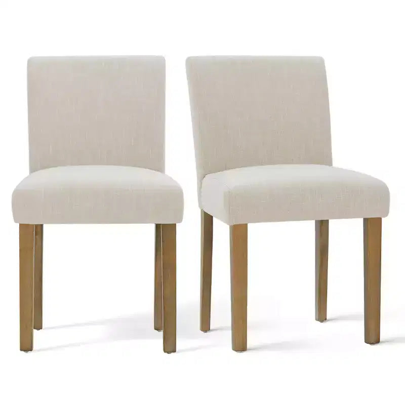 9-Piece Dining Table Set with Leaf, Includes 6 Armless Chairs and 2 Armchairs in Neutral Linen, Solid Wood Legs, Modern Style-Panipeachy