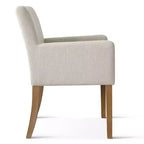 9-Piece Dining Table Set with Leaf, Includes 6 Armless Chairs and 2 Armchairs in Neutral Linen, Solid Wood Legs, Modern Style-Panipeachy