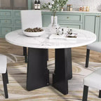 Table à manger ronde GDFStudio Hoffman de 43 pouces avec plateau en similicuir marbré