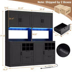 Besiost Kitchen Pantry with Charging Station, Cooffee Wine Bar Cabinet