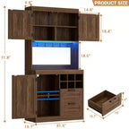 Besiost Kitchen Pantry with Charging Station, Cooffee Wine Bar Cabinet