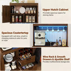 Besiost Kitchen Pantry with Charging Station, Cooffee Wine Bar Cabinet