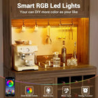 Besiost Kitchen Pantry with Charging Station, Cooffee Wine Bar Cabinet