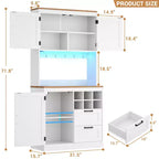 Besiost Kitchen Pantry with Charging Station, Cooffee Wine Bar Cabinet