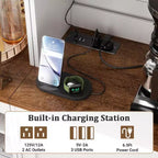Besiost Kitchen Pantry with Charging Station, Cooffee Wine Bar Cabinet