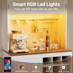 Besiost Kitchen Pantry with Charging Station, Cooffee Wine Bar Cabinet