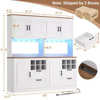 Besiost Kitchen Pantry with Charging Station, Cooffee Wine Bar Cabinet