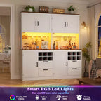 Besiost Kitchen Pantry with Charging Station, Cooffee Wine Bar Cabinet