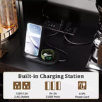 Besiost Kitchen Pantry with Charging Station, Cooffee Wine Bar Cabinet