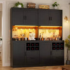 Besiost Kitchen Pantry with Charging Station, Cooffee Wine Bar Cabinet