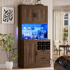 Besiost Kitchen Pantry with Charging Station, Cooffee Wine Bar Cabinet