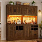 Besiost Kitchen Pantry with Charging Station, Cooffee Wine Bar Cabinet