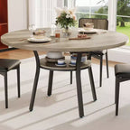 47'' Round Dining Table for 4-6 People, Farmhouse Kitchen Dining Table, Round Dinner Table with Storage Shelf for Kitchen, Living Room (Table Only)