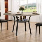 47'' Round Dining Table for 4-6 People, Farmhouse Kitchen Dining Table, Round Dinner Table with Storage Shelf for Kitchen, Living Room (Table Only)
