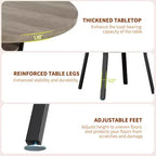 47'' Round Dining Table for 4-6 People, Farmhouse Kitchen Dining Table, Round Dinner Table with Storage Shelf for Kitchen, Living Room (Table Only)