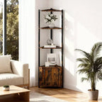 5 Tier Corner Shelf Stand, for Bedroom & Living Room, Industrial Corner Bookshelf for Home Office, Kitchen, Bathroom
