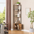 5 Tier Corner Shelf Stand, for Bedroom & Living Room, Industrial Corner Bookshelf for Home Office, Kitchen, Bathroom