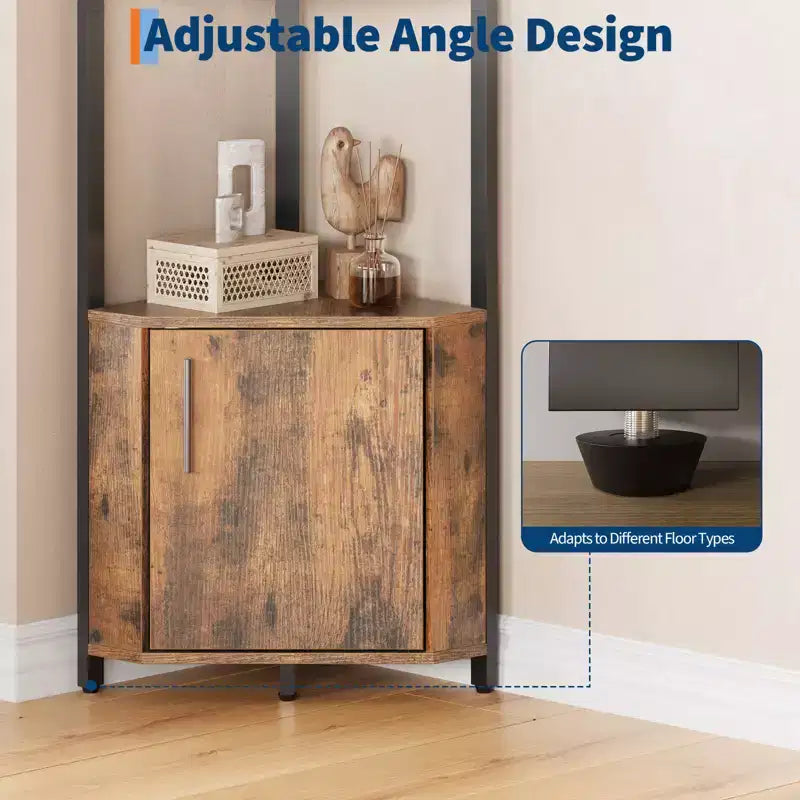 5 Tier Corner Shelf Stand, for Bedroom & Living Room, Industrial Corner Bookshelf for Home Office, Kitchen, Bathroom