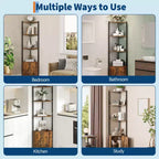 5 Tier Corner Shelf Stand, for Bedroom & Living Room, Industrial Corner Bookshelf for Home Office, Kitchen, Bathroom